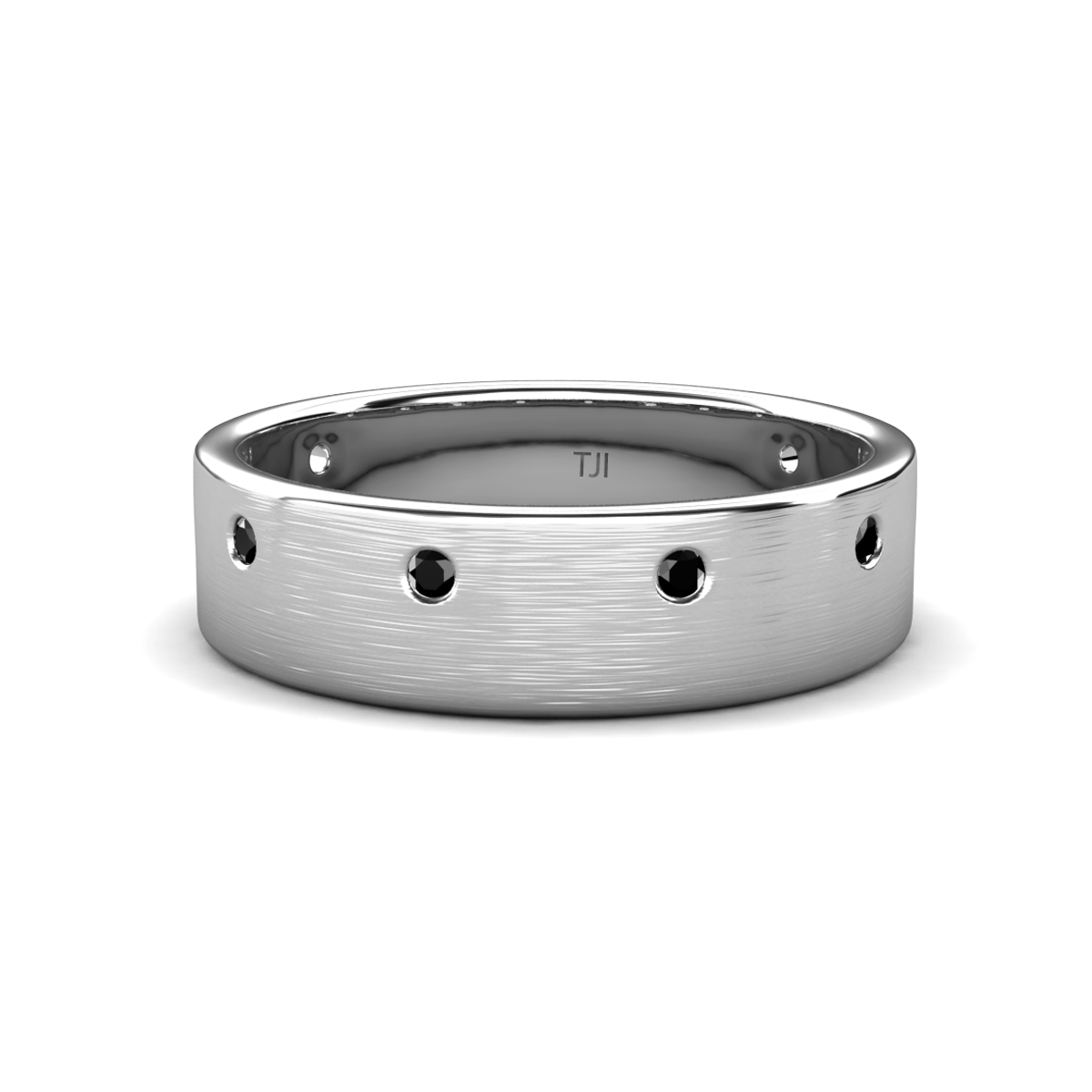 Orion Round Black Diamond Brushed Satin Finish Men Wedding Band (8 mm) 